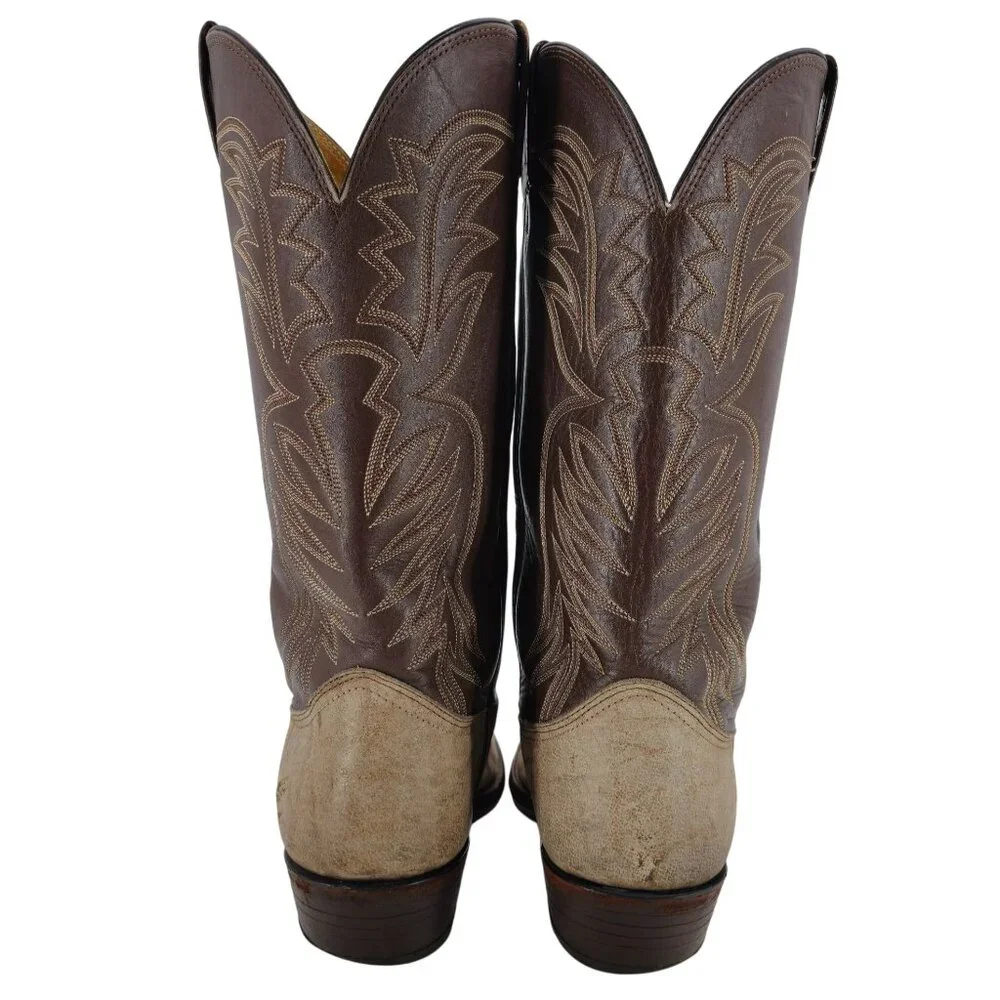 Nocona Cape Buffalo Cowboy Boots Mens size 10D Brown Tan Exotic Leather Western - Picture 10 of 16